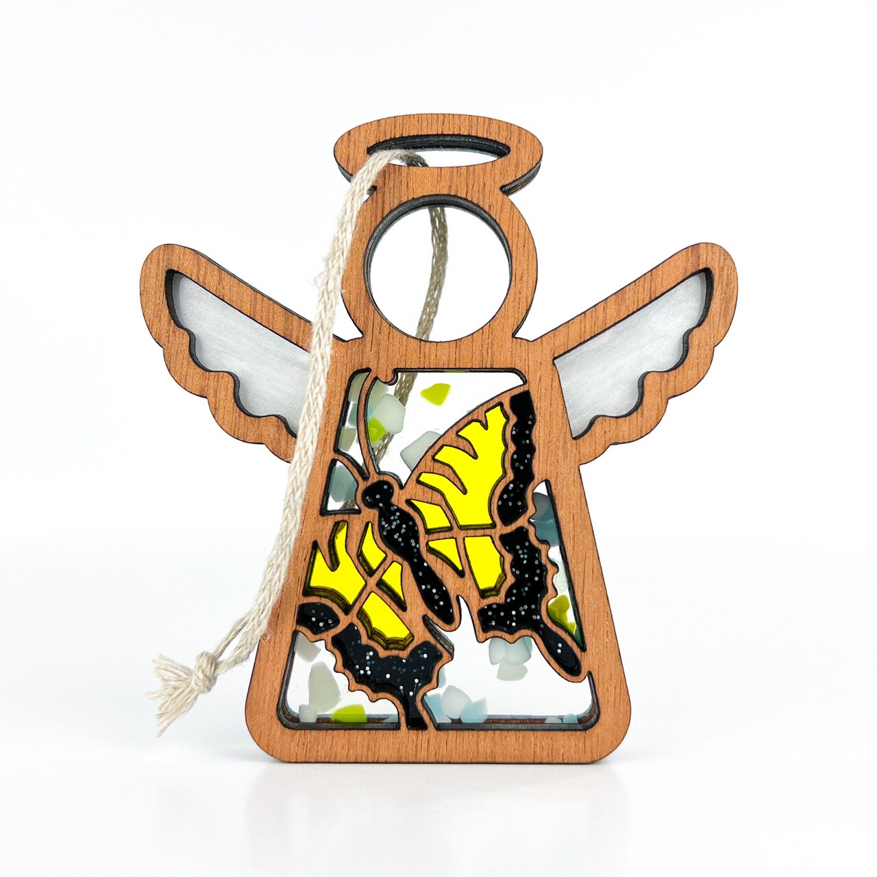 3.5" (H) Swallowtail Butterfly Ornament - Handcrafted in Texas - Mother's Angels® Christmas Angel Wings Figurine